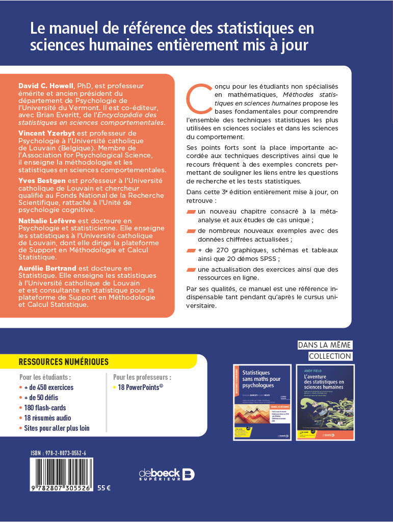Livre Méthodes statistiques en sciences humaines