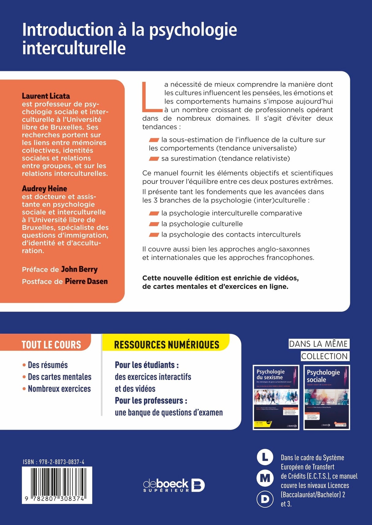 Livre Introduction à la psychologie interculturelle