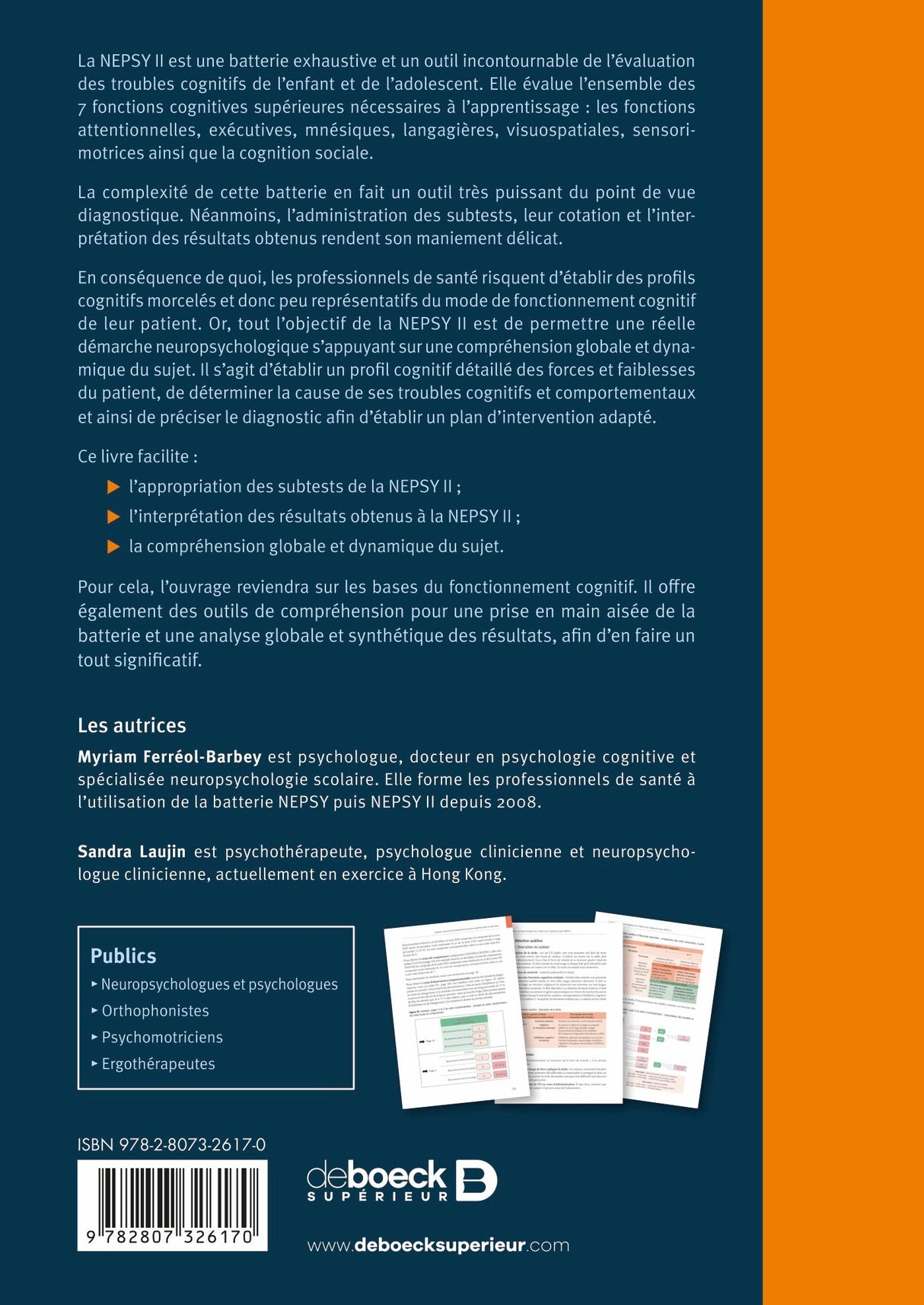 Livre L'examen neuropsychologique de l'enfant et de l'adolescent avec NEPSY II