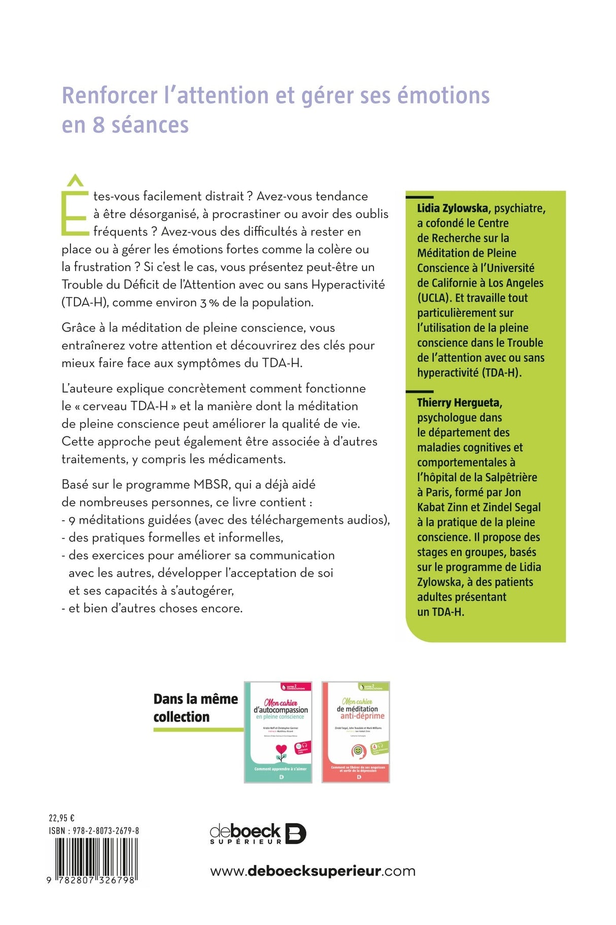 Livre Mon programme pour mieux gérer le TDA-H avec la pleine conscience