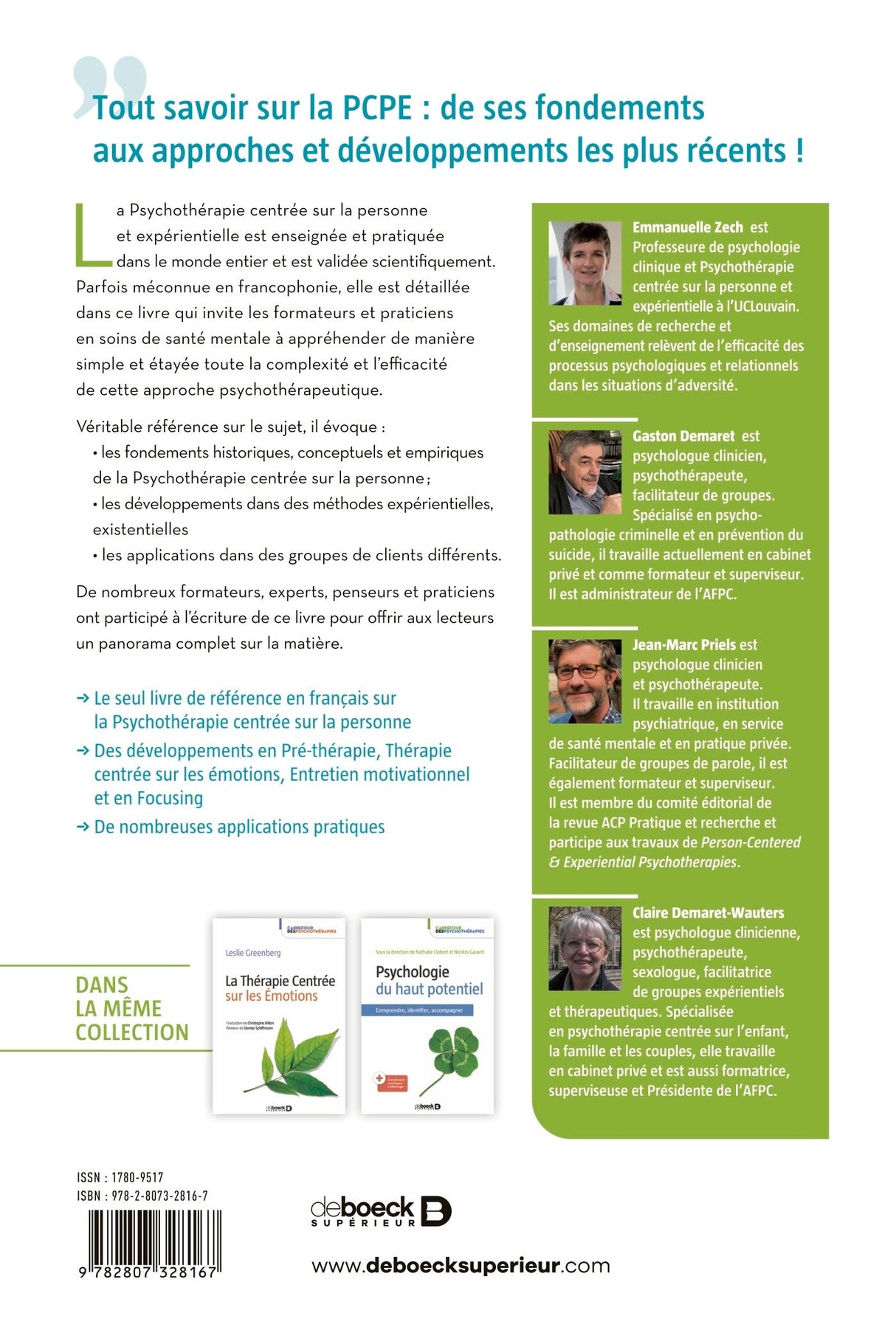 Livre Psychothérapie centrée sur la personne et expérientielle