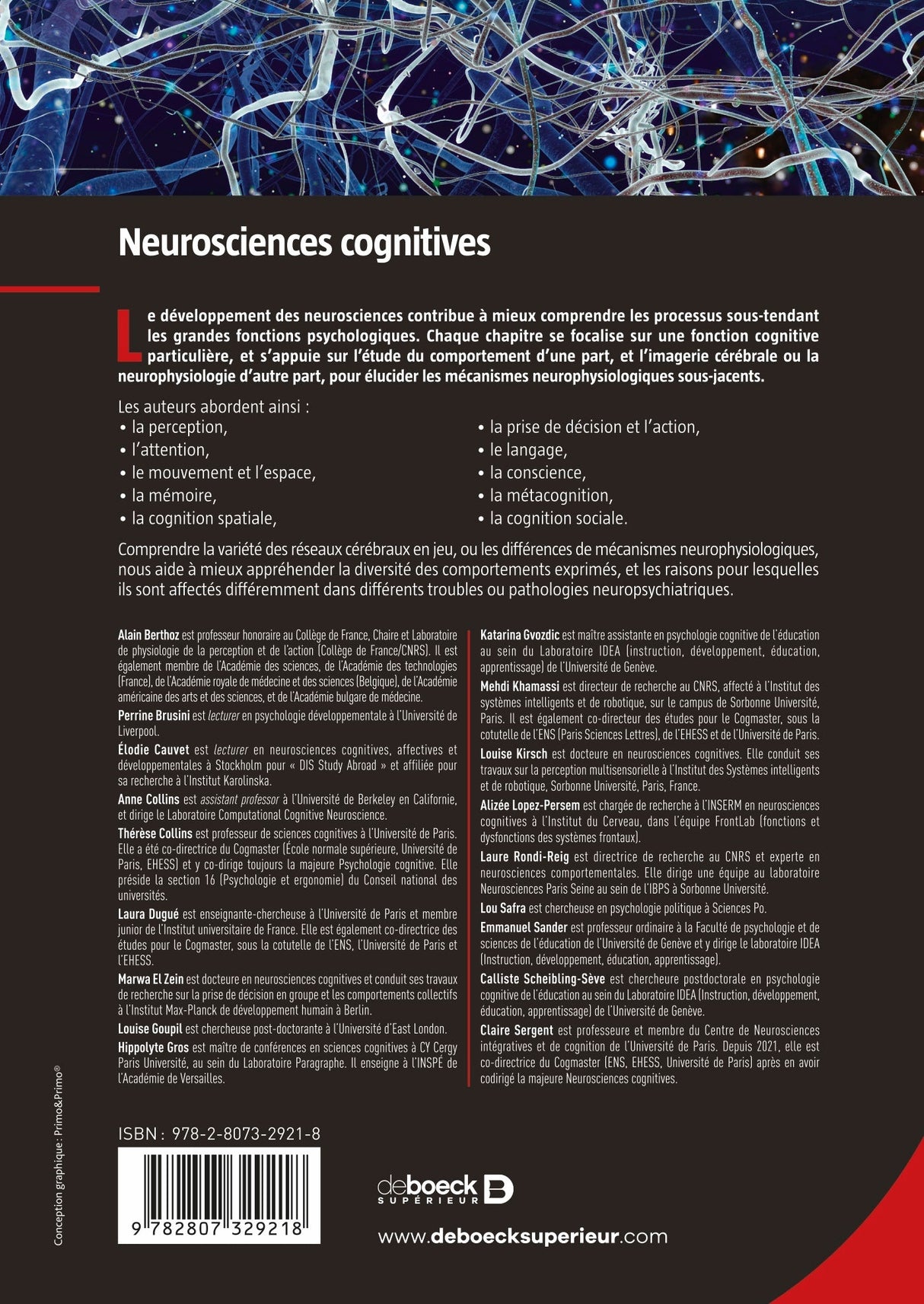 Livre Neurosciences cognitives