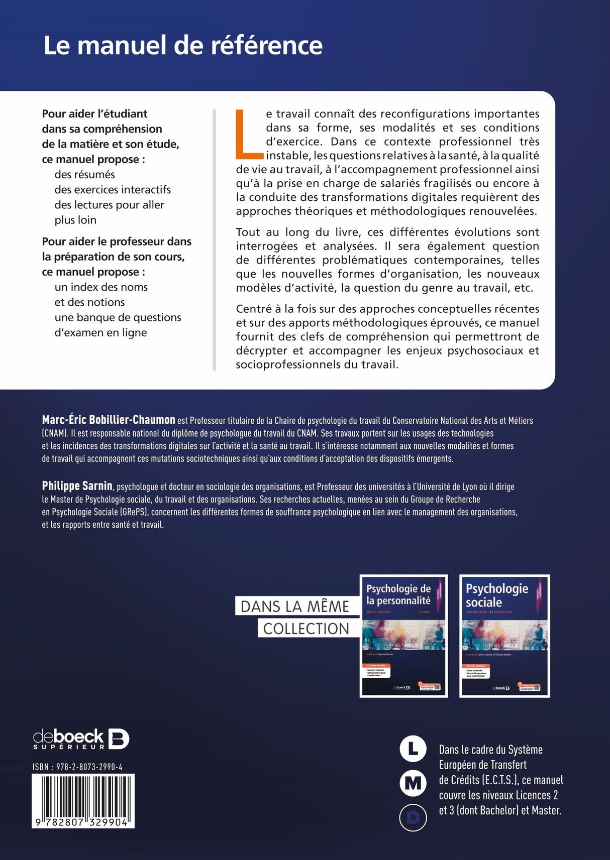 Livre Manuel de psychologie du travail et des organisations