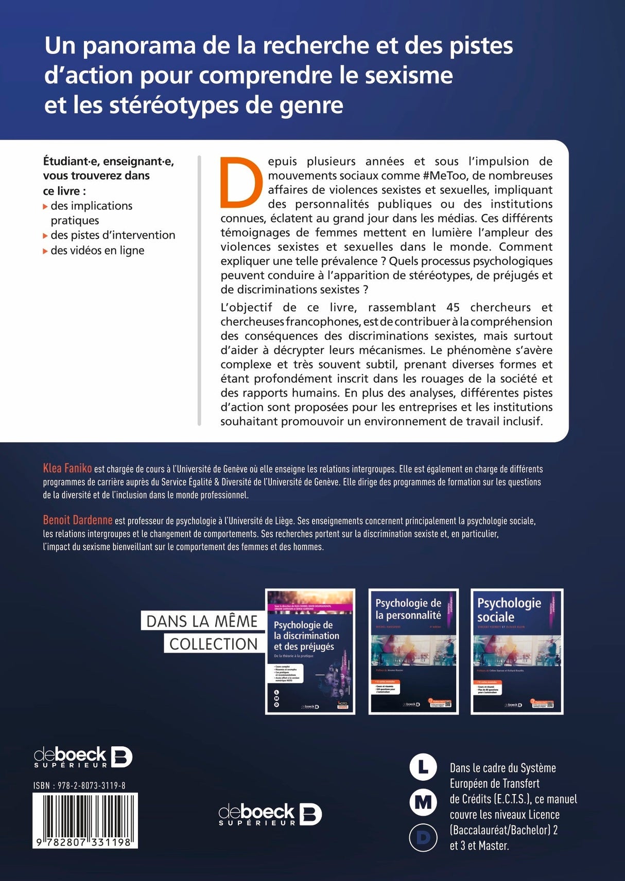 Livre Psychologie du sexisme