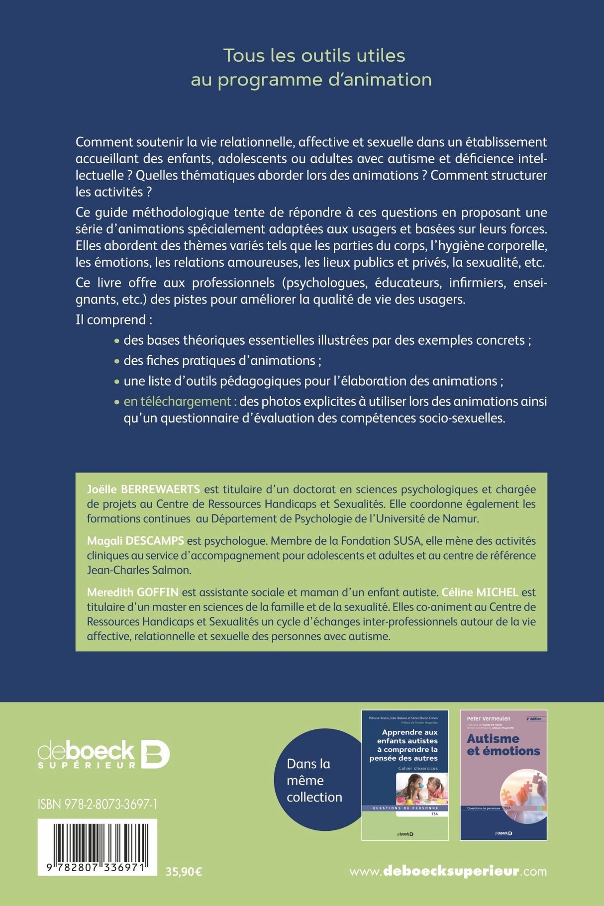 Livre Education à la vie relationnelle, affective et sexuelle pour les personnes avec autisme et déficience intellectuelle