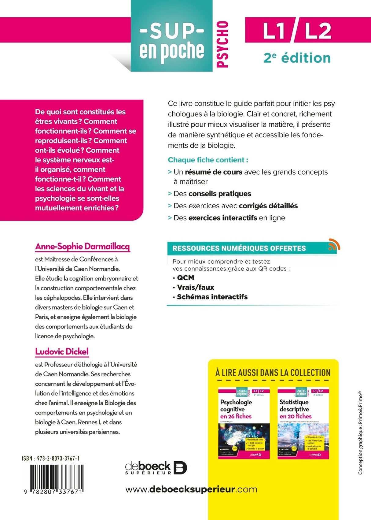 Livre Biologie pour psychologues en 25 fiches - Licence 1 et 2