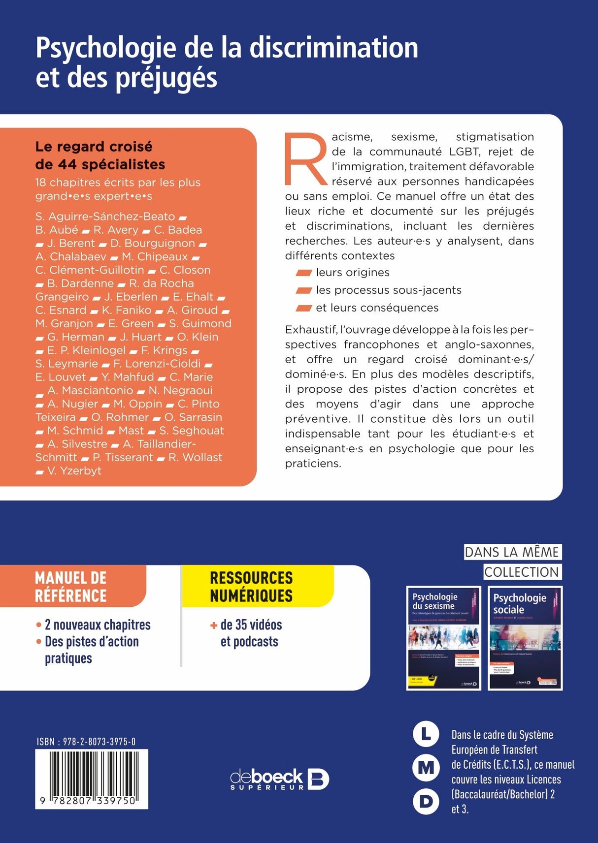 Livre Psychologie de la discrimination et des préjugés