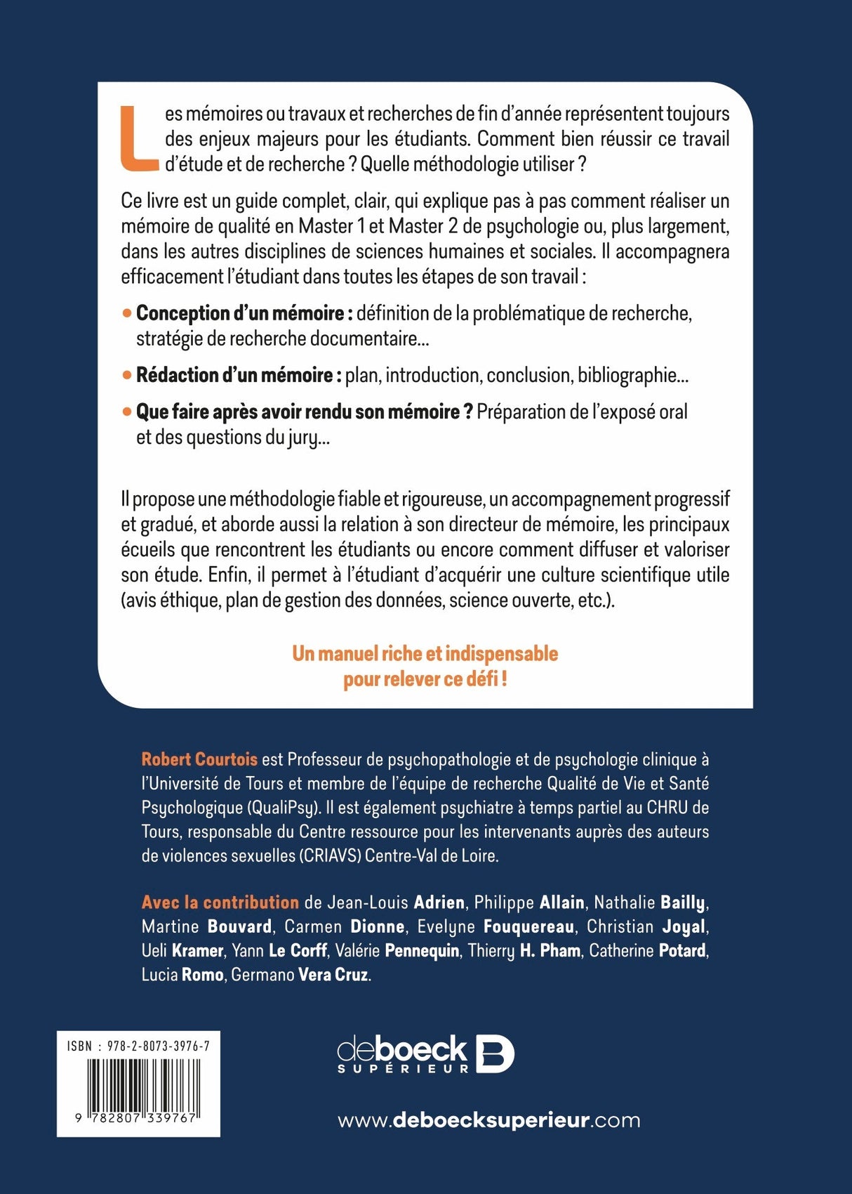 Livre Réussir son mémoire en psycho