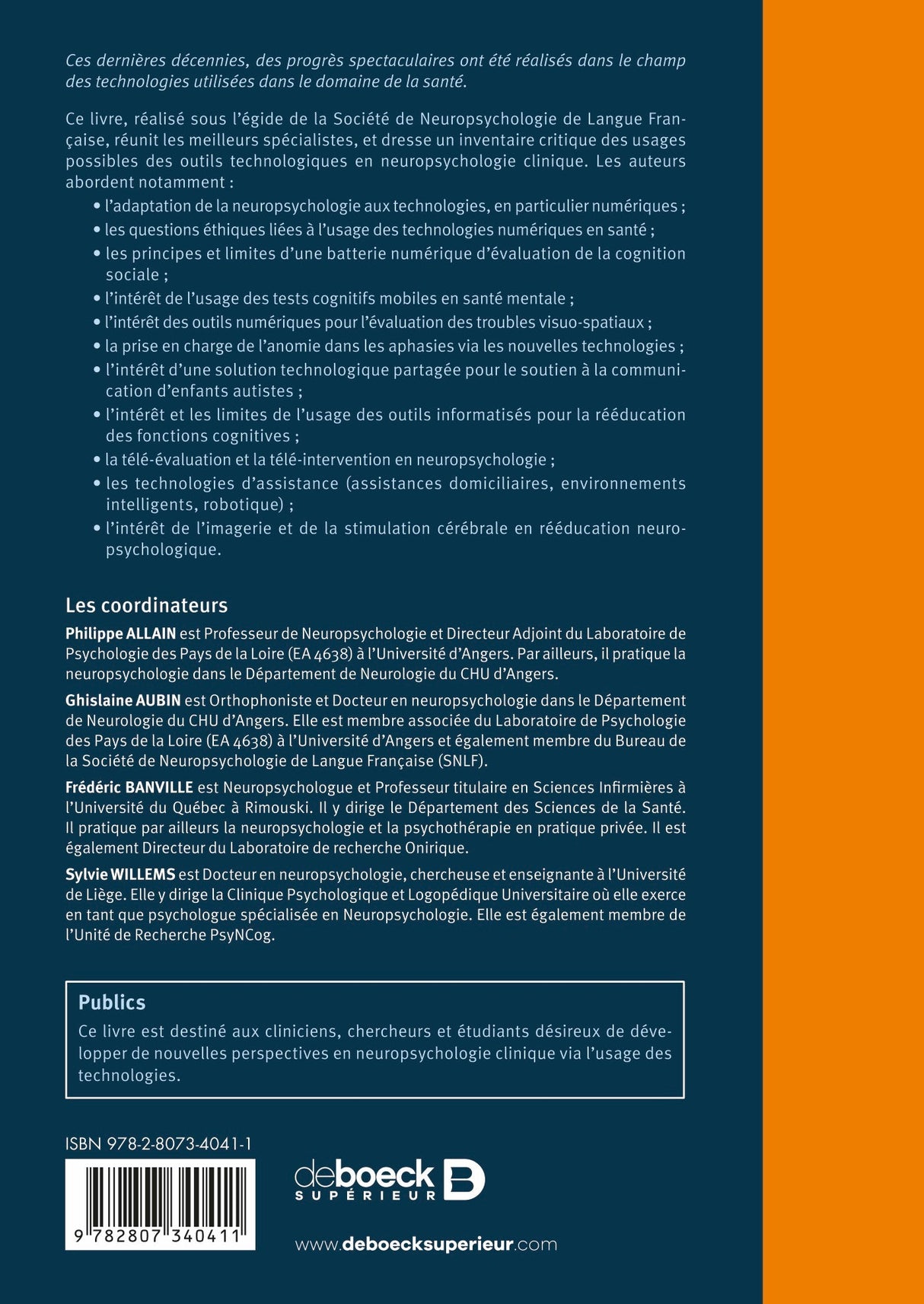 Livre Neuropsychologie clinique et technologies