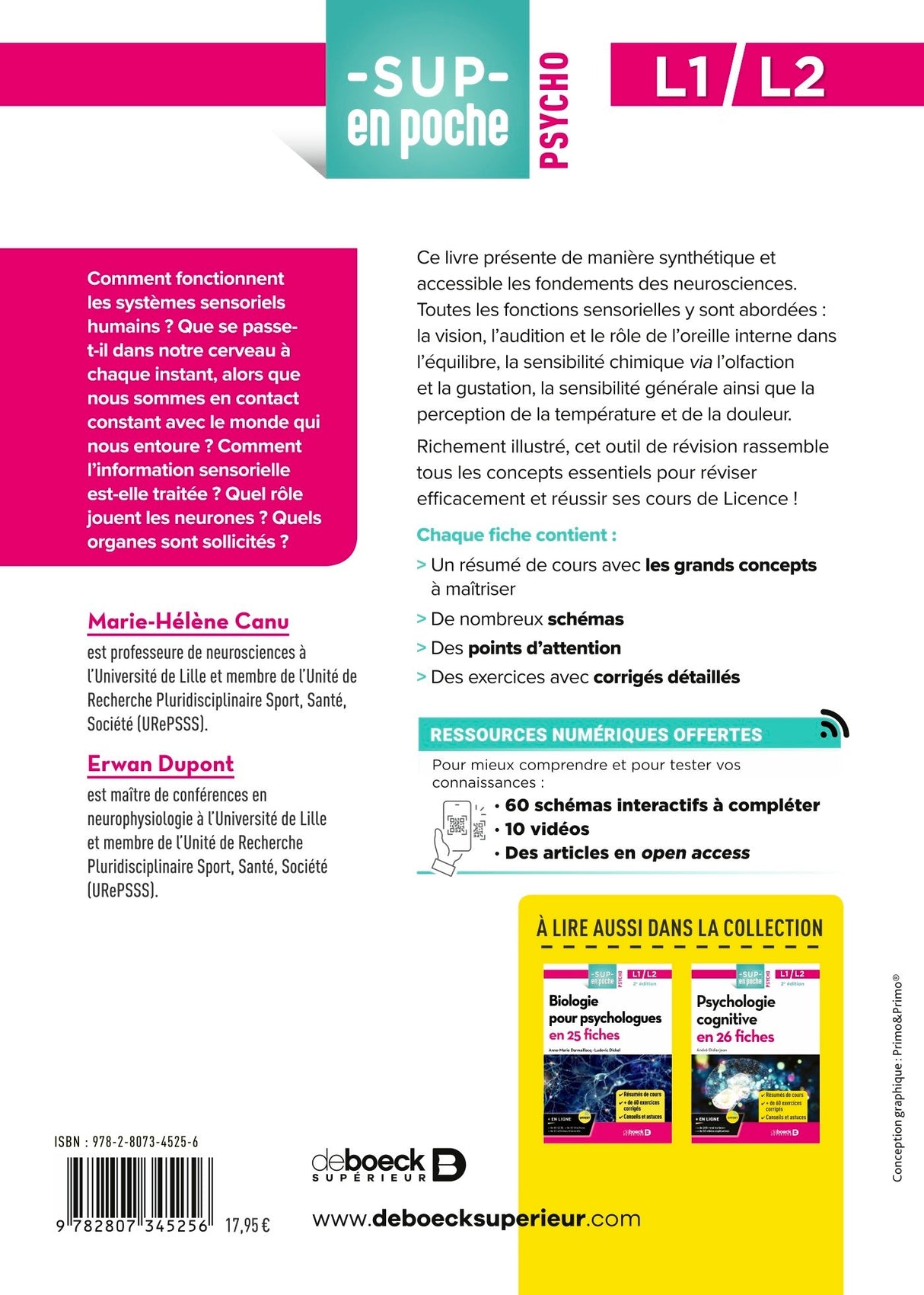 Livre Neurosciences : Sensation et perception en 25 fiches - Licences 1 et 2