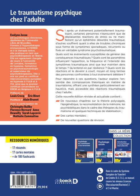 Livre Le traumatisme psychique chez l'adulte