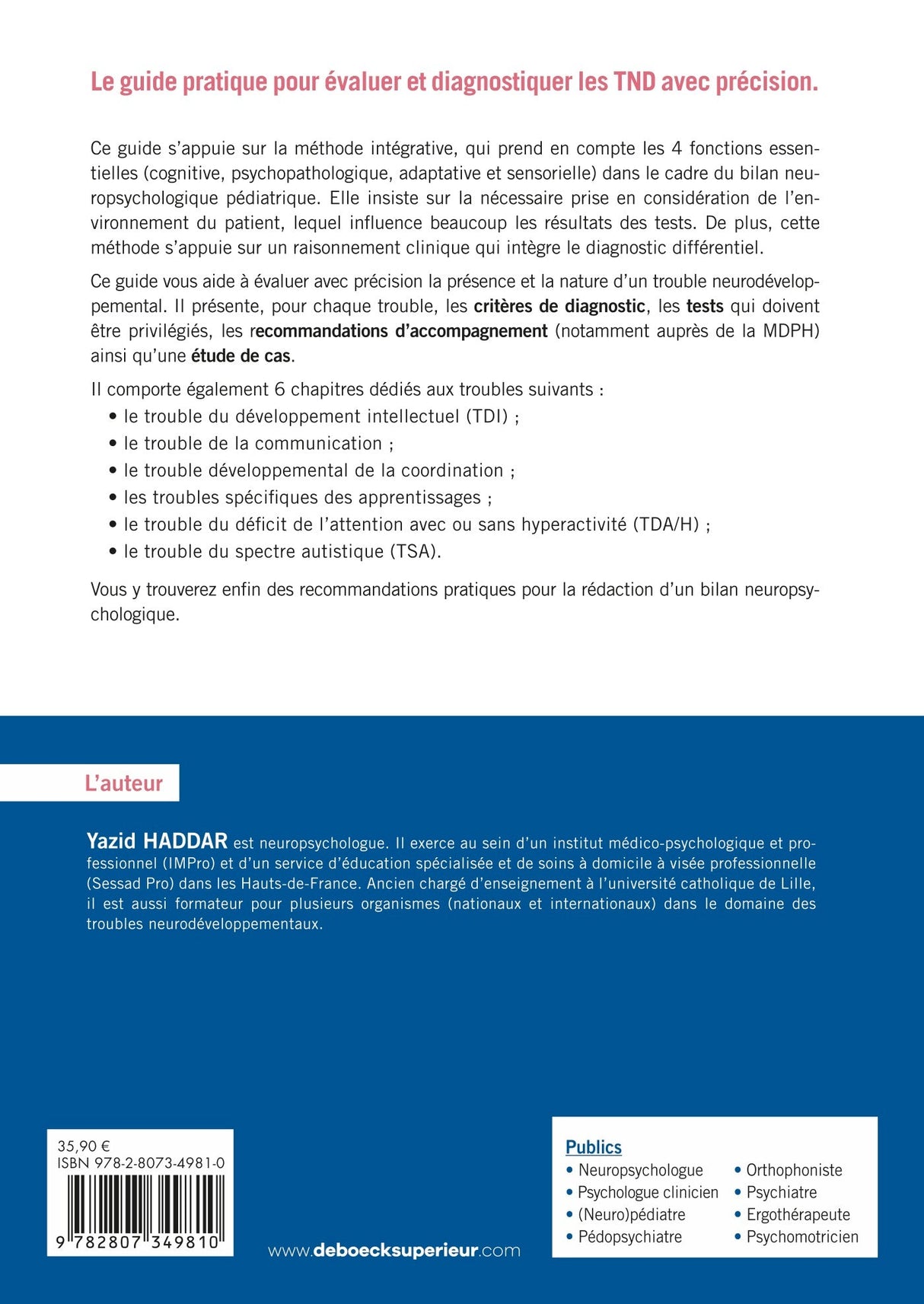 Livre Guide diagnostique des troubles neurodéveloppementaux
