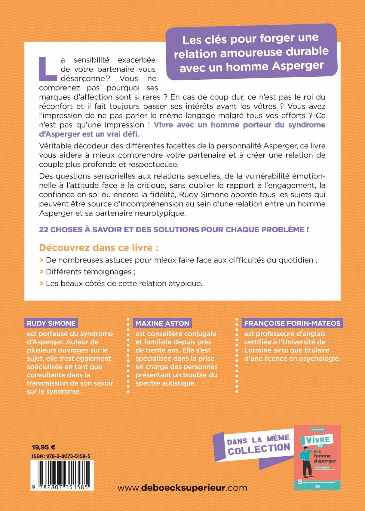 Livre Vivre avec un homme Asperger