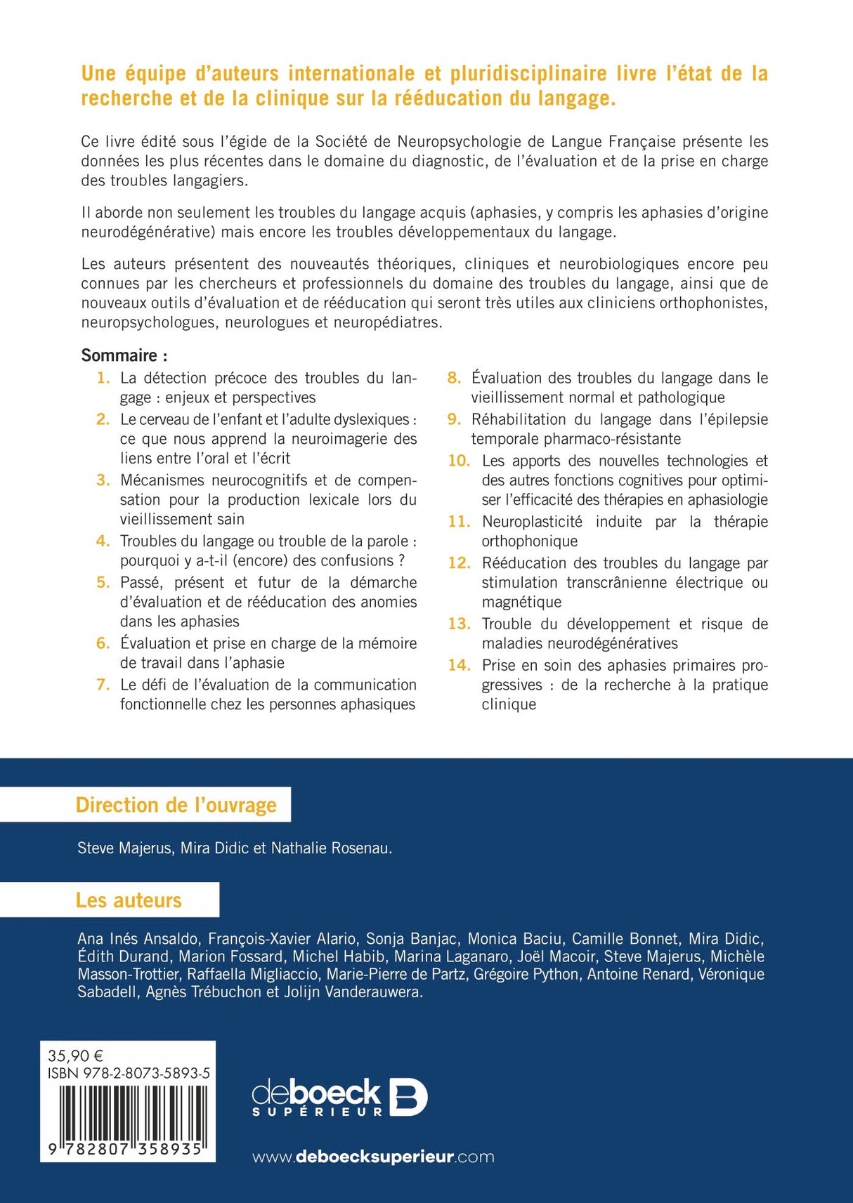 Livre Evaluation et prise en charge des troubles du langage