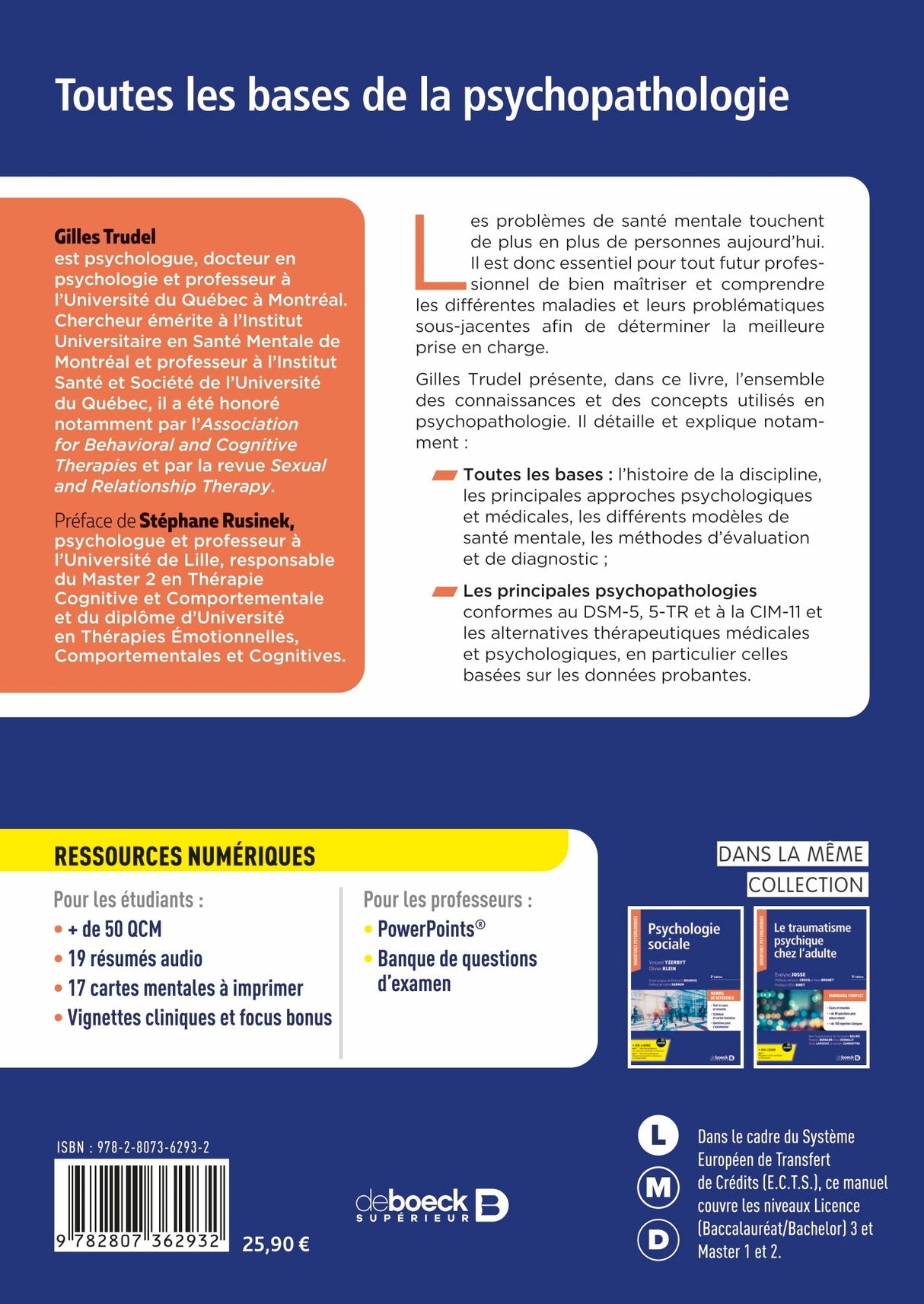 Livre Psychologie clinique et psychopathologie