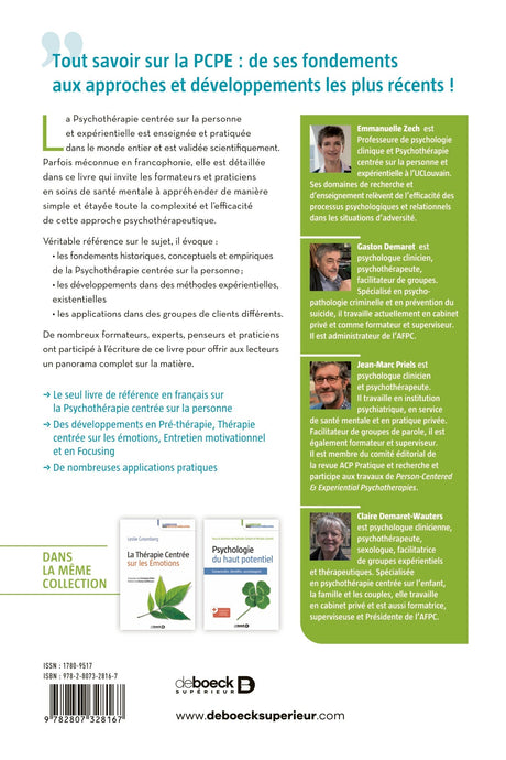 Livre Psychothérapie centrée sur la personne et expérientielle